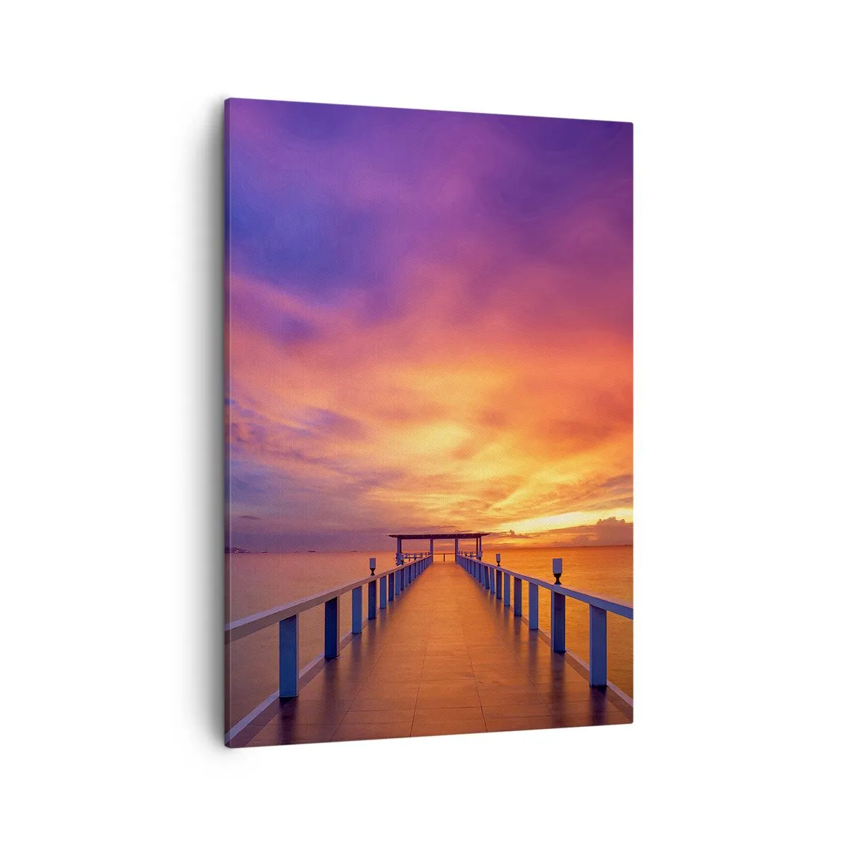 Impression sur toile - Image sur toile - Une jetée menant à la mer au coucher du soleil - 50x70cm - Sans fin - Décoration murale moderne pour le salon et la chambre ARTTOR