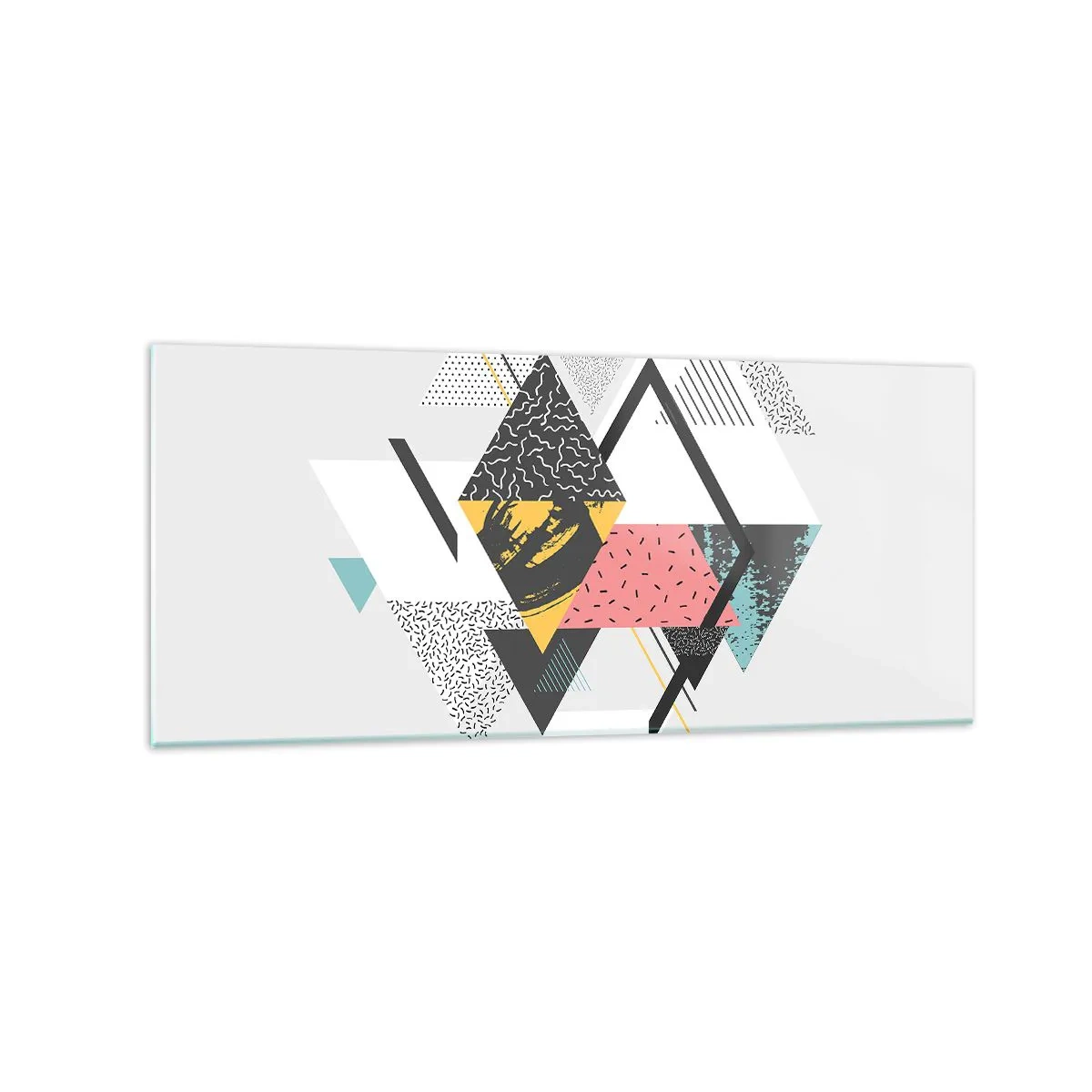 Impression sur verre - Image sur verre - Motifs géométriques sur fond clair - 120x50cm - Variation sur triangle et losange - Décoration murale moderne pour le salon et la chambre ARTTOR
