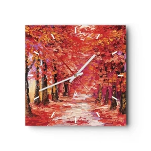 Horloge murale - Pendule murale - Une ruelle pittoresque aux couleurs d'automne dans le style impressionniste - 30x30cm - Impression d'automne - Décoration murale moderne pour le salon et la chambre ARTTOR