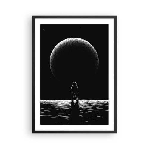 Affiche dans un cadre noir - Poster - Un astronaute avec en arrière-plan une immense planète dans l'espace - 50x70cm - Face à face - Décoration murale moderne pour le salon et la chambre ARTTOR