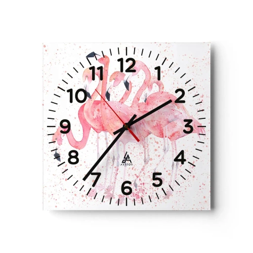 Horloge murale - Pendule murale - Ensemble rose - 40x40 cm