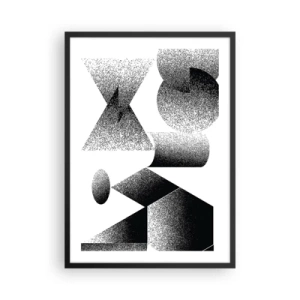 Affiche dans un cadre noir - Poster - Composition abstraite de formes géométriques en noir et blanc - 50x70cm - Angles et ovales - Décoration murale moderne pour le salon et la chambre ARTTOR