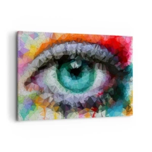 Impression sur toile - Image sur toile - Look géométrique avec œil vert - 120x80cm - Lueur cristalline des yeux - Décoration murale moderne pour le salon et la chambre ARTTOR