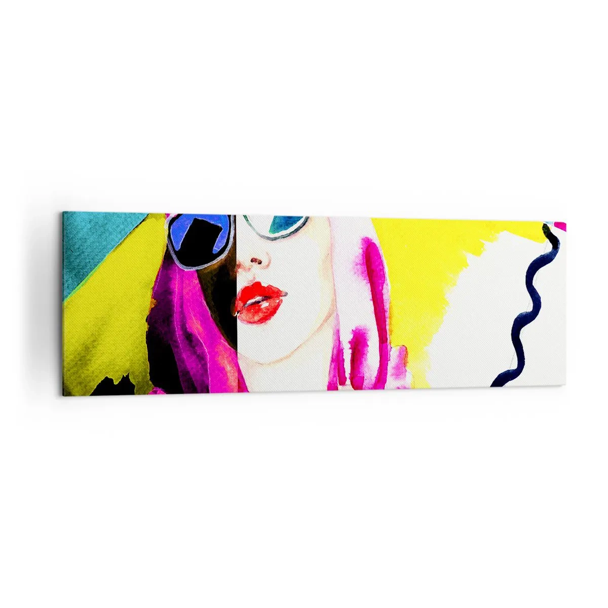 Impression sur toile - Image sur toile - Portrait coloré d'une femme portant des lunettes de soleil - 160x50cm - je ne suis pas blanche et je ne suis pas noire - Décoration murale moderne pour le salon et la chambre ARTTOR