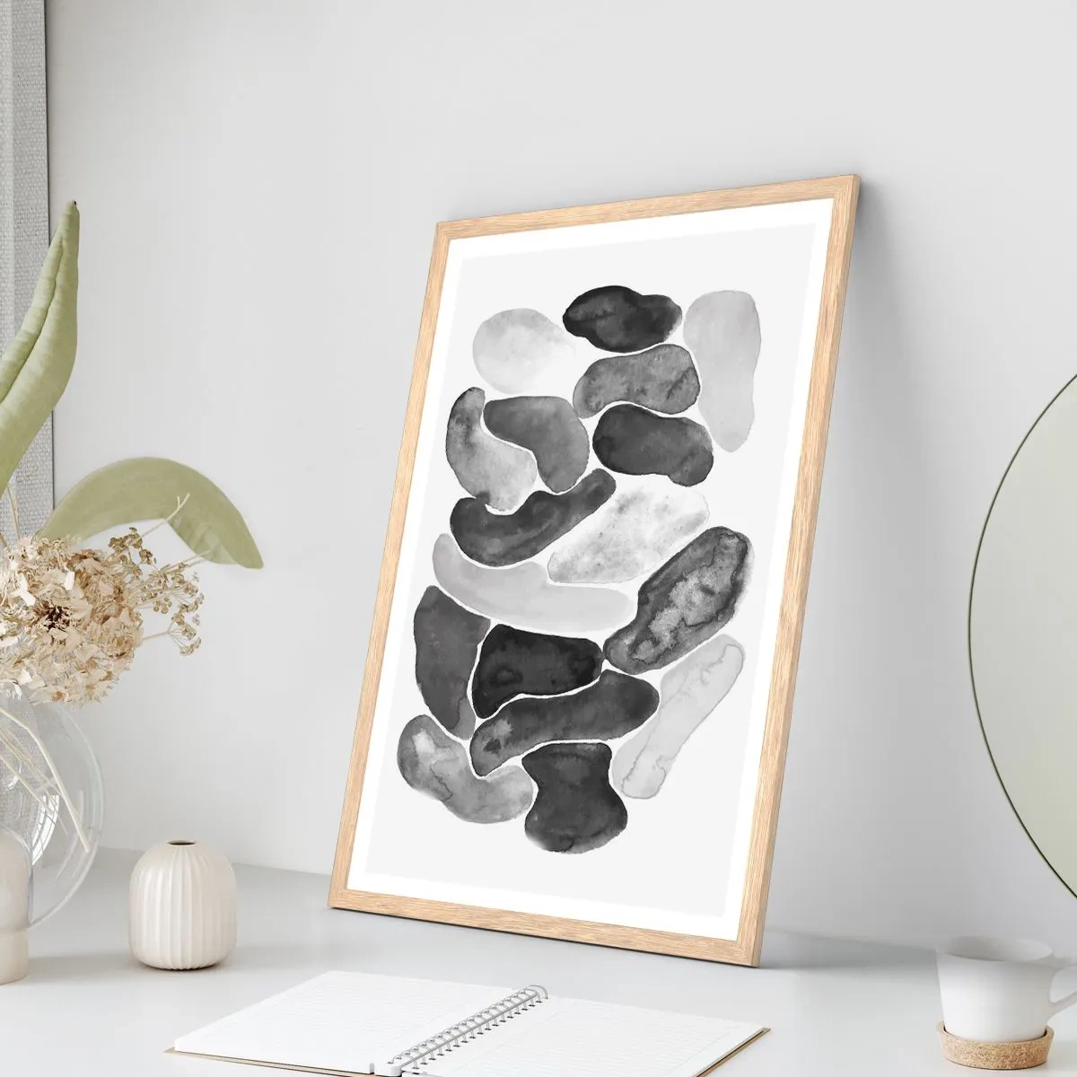 Affiche dans un chêne clair - Poster - Abstraction rocheuse - 70x100 cm