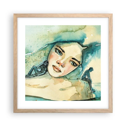 Affiche dans un chêne clair - Poster - Suis-je bleu? - 40x40 cm