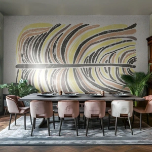 Papier Peint Photo Premium Sand - Feuille stylisée dans les tons de marron, olive et jaune - 100x70cm - Abstraction pleine de vie - Décoration murale moderne pour le salon et la chambre ARTTOR
