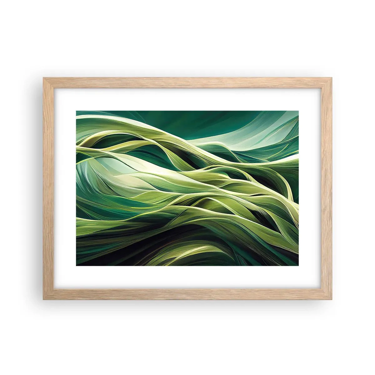Affiche dans un chêne clair - Poster - Jeu de vert abstrait - 40x30 cm