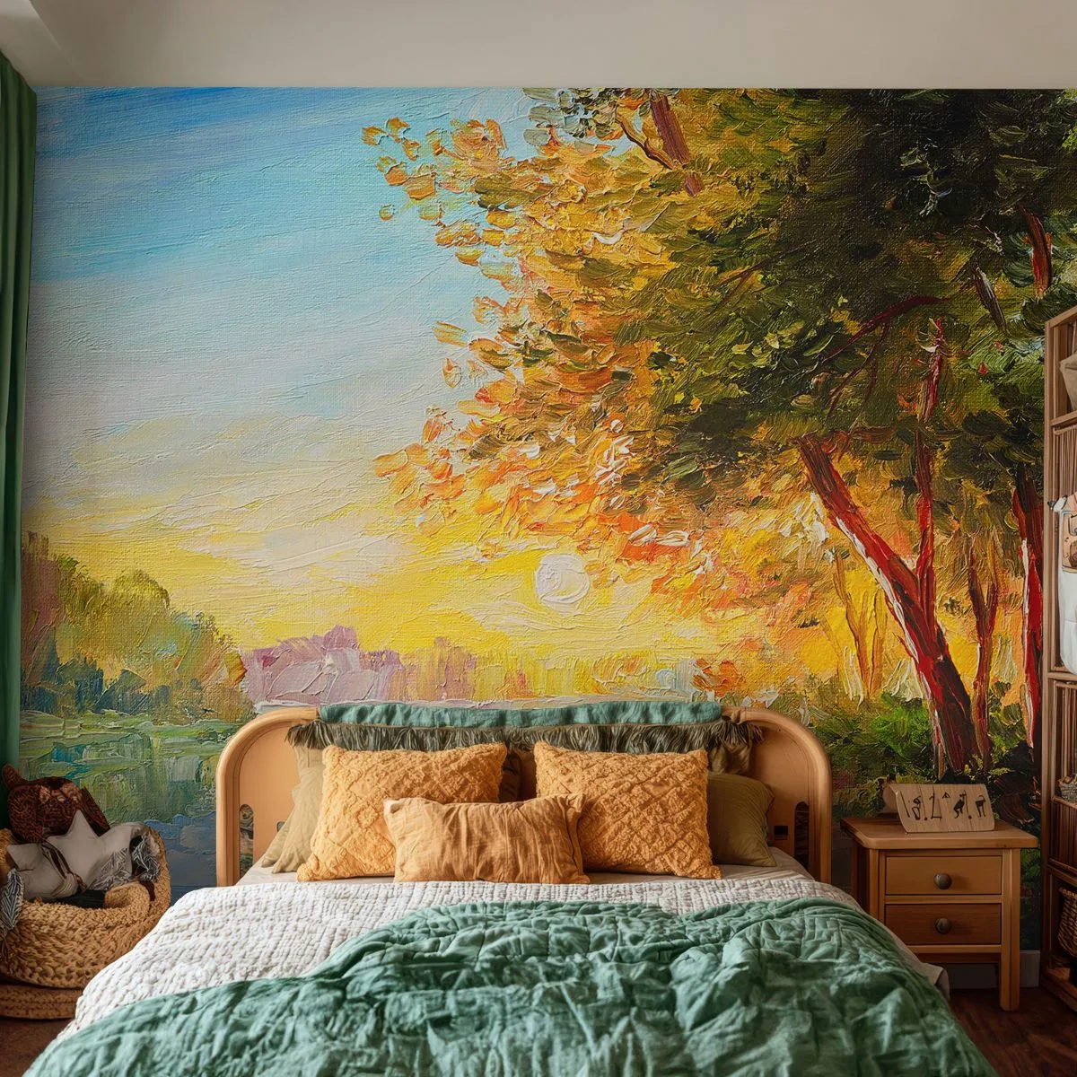 Papier Peint Autocollant Deluxe Sticker - Et in Arcadia ego - Paysage, Rivière, Rayons du soleil - 150x105 cm