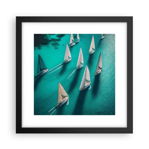 Affiche dans un cadre noir - Poster - Dans une compétition avec le vent - 30x30 cm