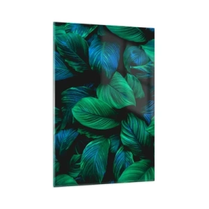 Impression sur verre - Image sur verre - Feuilles vertes dans un style minimaliste - 80x120cm - Dans la foule verte - Décoration murale moderne pour le salon et la chambre ARTTOR