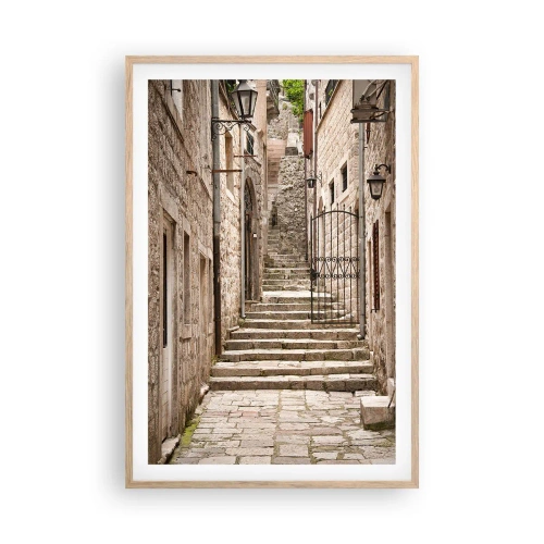 Affiche dans un chêne clair - Poster - Une vieille ruelle magique - 61x91 cm