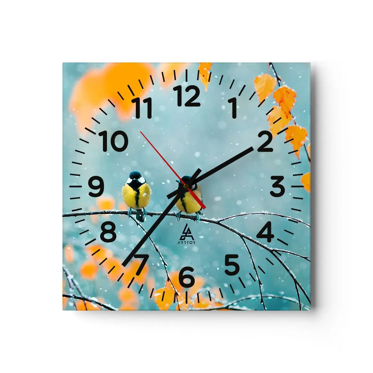 Horloge murale - Pendule murale - Potins d'oiseaux - 30x30 cm