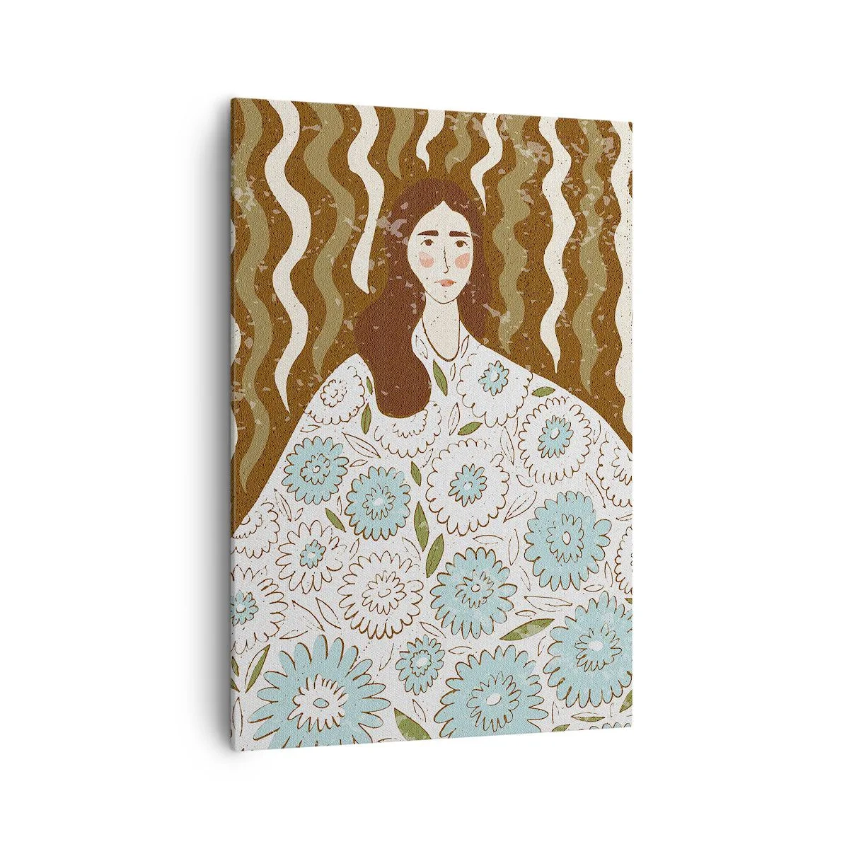 Impression sur toile - Image sur toile - Portrait en robe fleurie - 70x100 cm