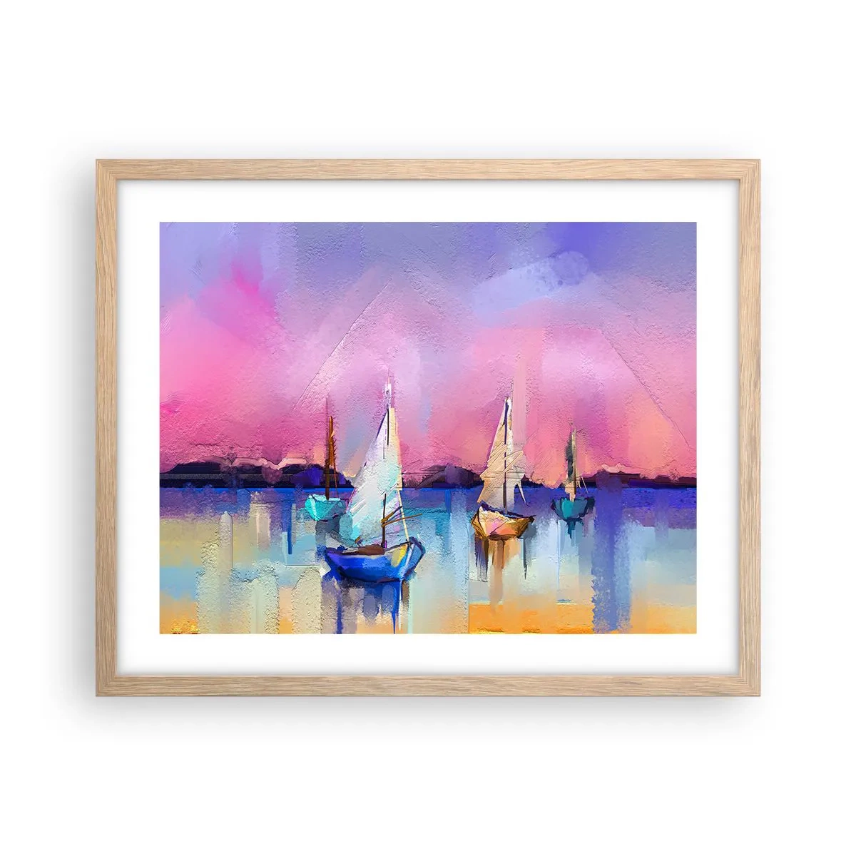 Affiche dans un chêne clair - Poster - Direction: les eaux larges - 50x40 cm