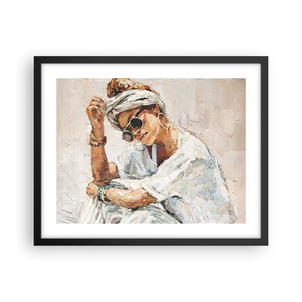 Affiche dans un cadre noir - Poster - Portrait en plein soleil - 50x40 cm