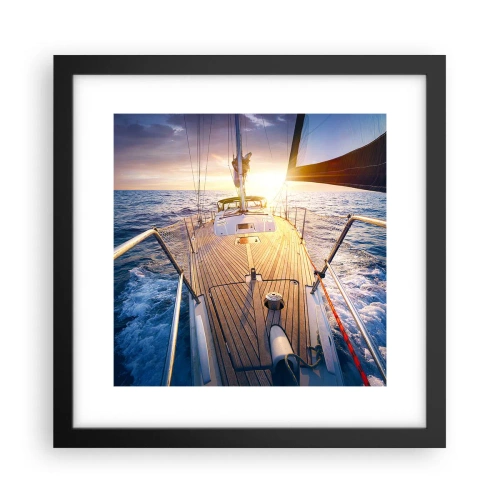 Affiche dans un cadre noir - Poster - Courir sur les vagues - 30x30 cm