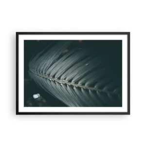 Affiche dans un cadre noir - Poster - Gros plan d'un détail de feuille de palmier aux tons sombres - 70x50cm - Précision de la nature - Décoration murale moderne pour le salon et la chambre ARTTOR