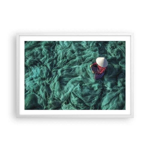 Affiche dans un cadre blanc - Poster - Dans une mer de filet - 70x50 cm