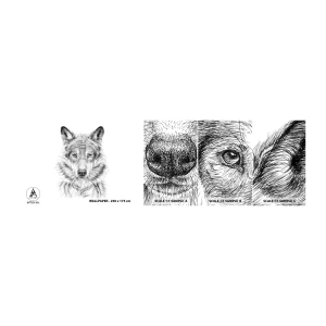 Échantillon de Papier Peint Autocollant Deluxe Sticker - Un leader né - Loup, Esquisser, scandinave - 100x30 cm