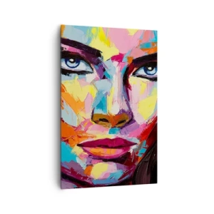 Impression sur toile - Image sur toile - Un portrait abstrait coloré d'une femme aux couleurs intenses. - 80x120cm - L'âme aussi est colorée - Décoration murale moderne pour le salon et la chambre ARTTOR
