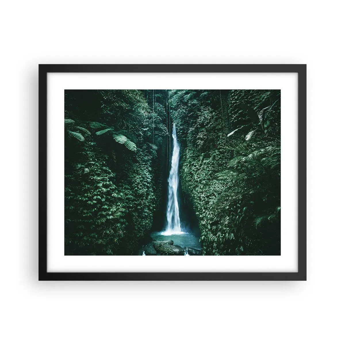 Affiche dans un cadre noir - Poster - Fontaine tropicale - 50x40 cm