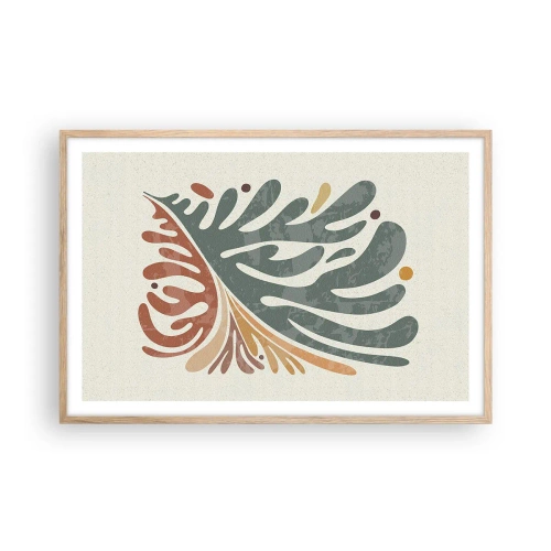 Affiche dans un chêne clair - Poster - Feuille multicolore - 91x61 cm