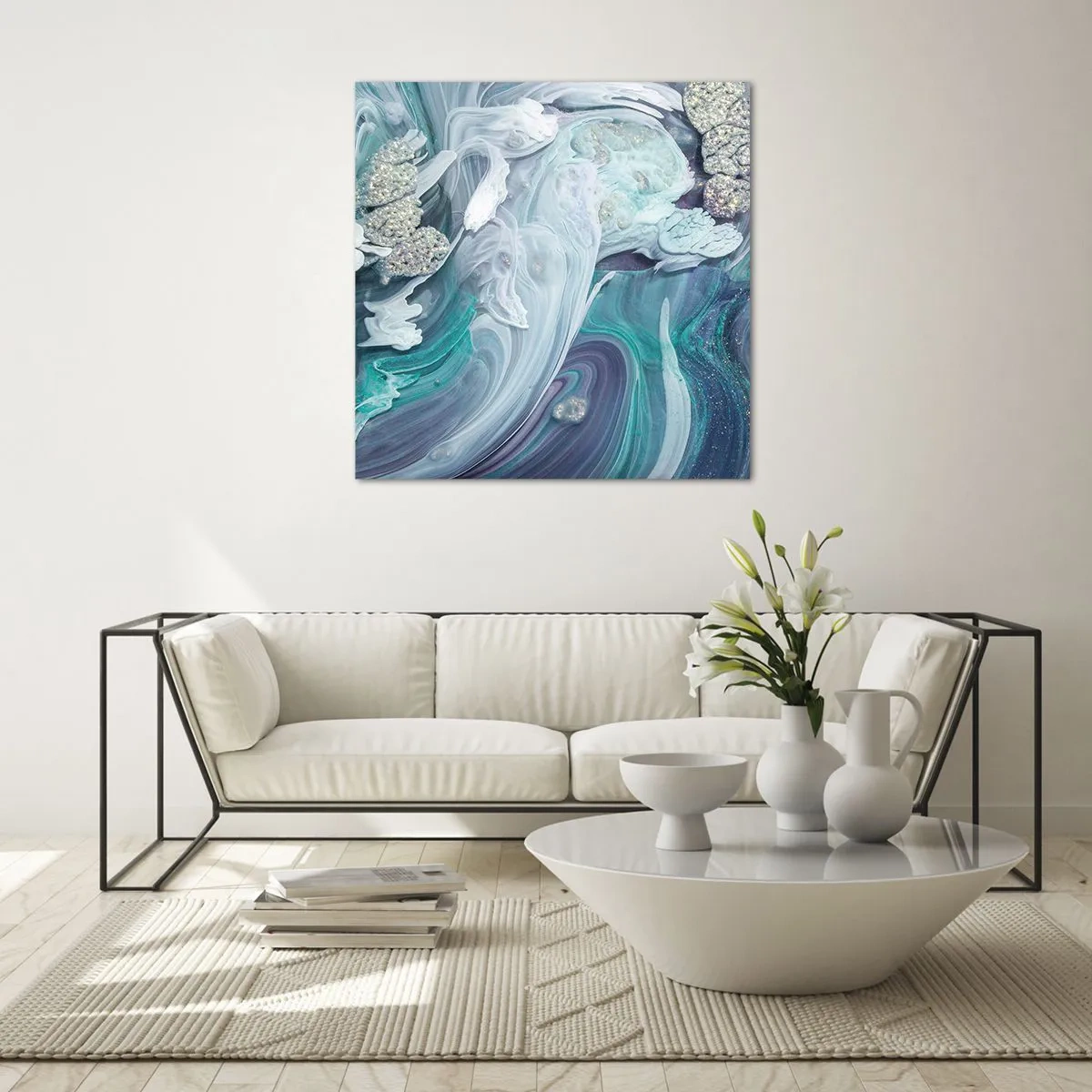 Impression sur verre - Image sur verre - Courants bleus - 50x50 cm