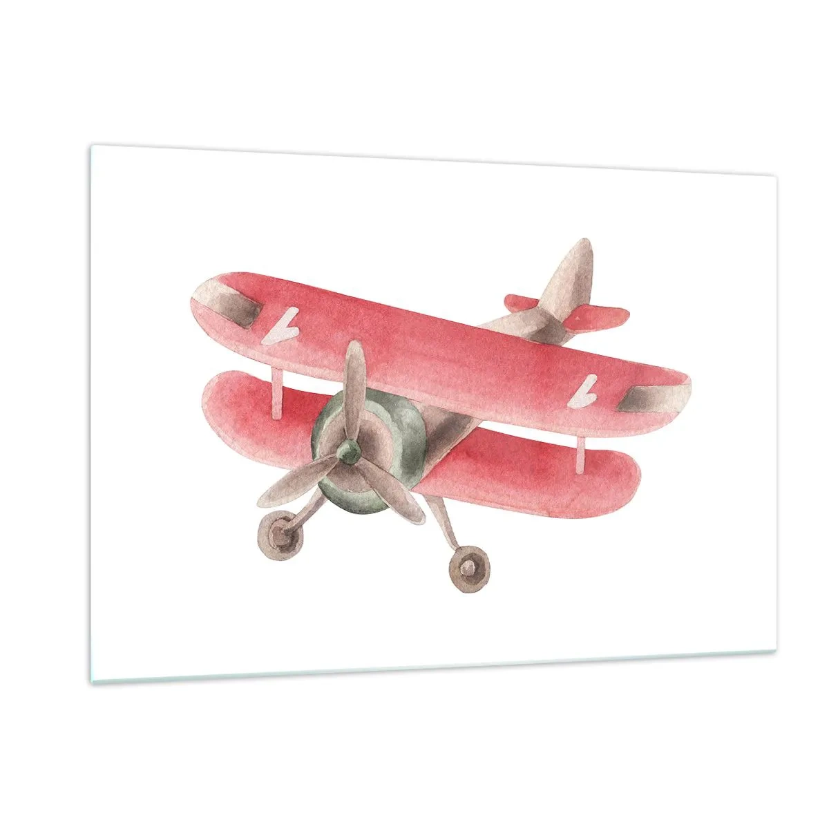 Impression sur verre - Image sur verre - Biplan de style rétro dans des tons rouges - 120x80cm - Prêt pour les hauts vols - Décoration murale moderne pour le salon et la chambre ARTTOR