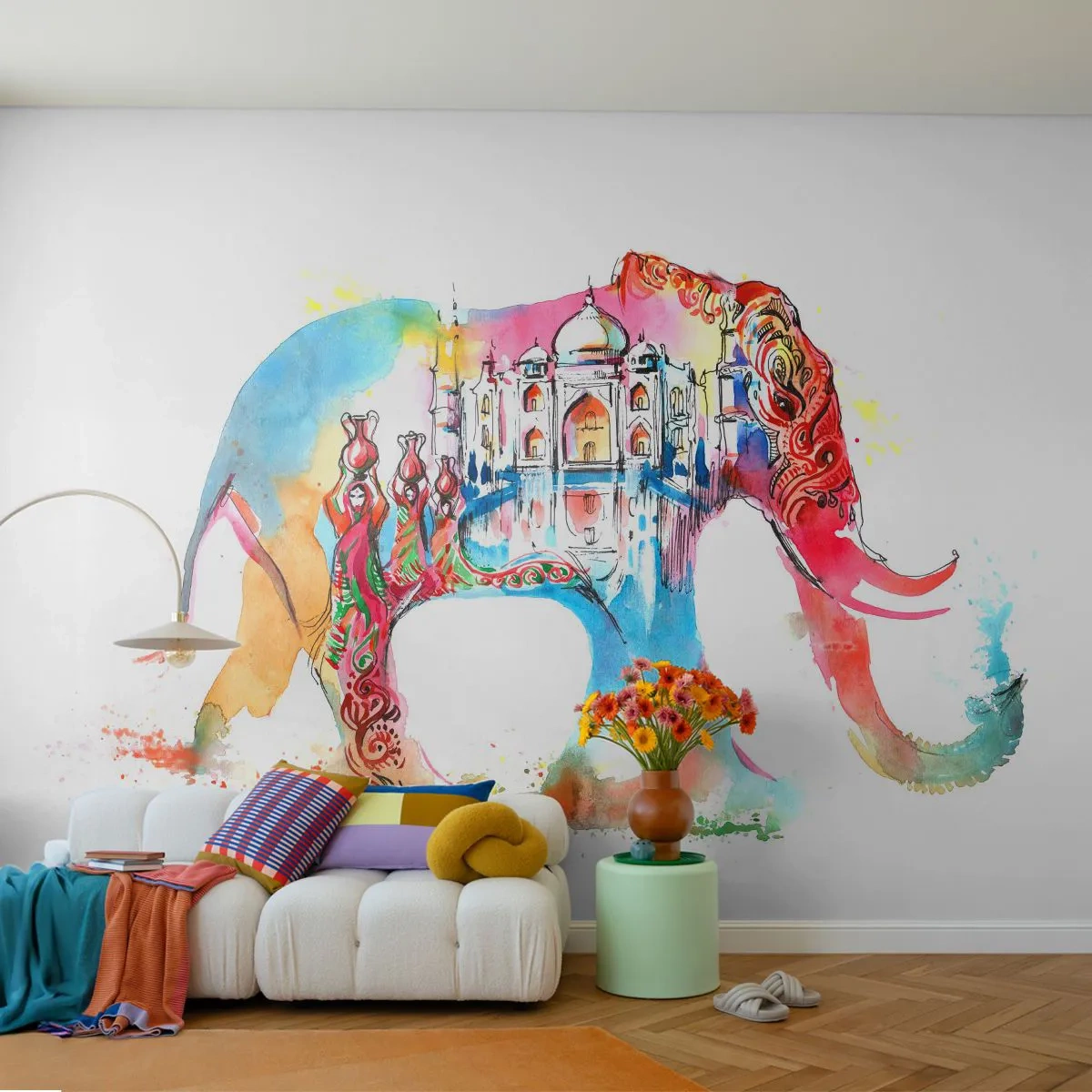 Papier Peint Photo Standard Eco - Inde - l'aura de l'amour - Abstraction, Éléphant, Inde - 200x140 cm