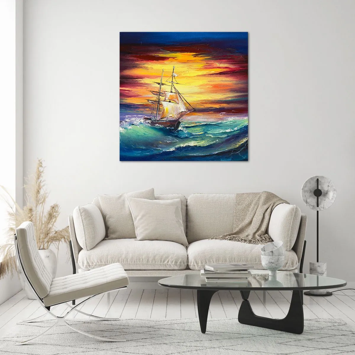 Impression sur verre - Image sur verre - Courageusement sous les vagues - 30x30 cm