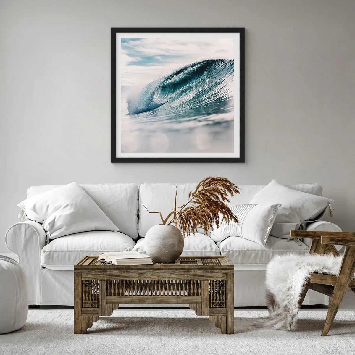 Affiche dans un cadre noir - Poster - Pic d'eau - 30x30 cm