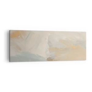 Impression sur toile - Image sur toile - Traits abstraits délicats dans des tons de blanc et d'or - 140x50cm - Abstraction – le pays de la douceur - Décoration murale moderne pour le salon et la chambre ARTTOR