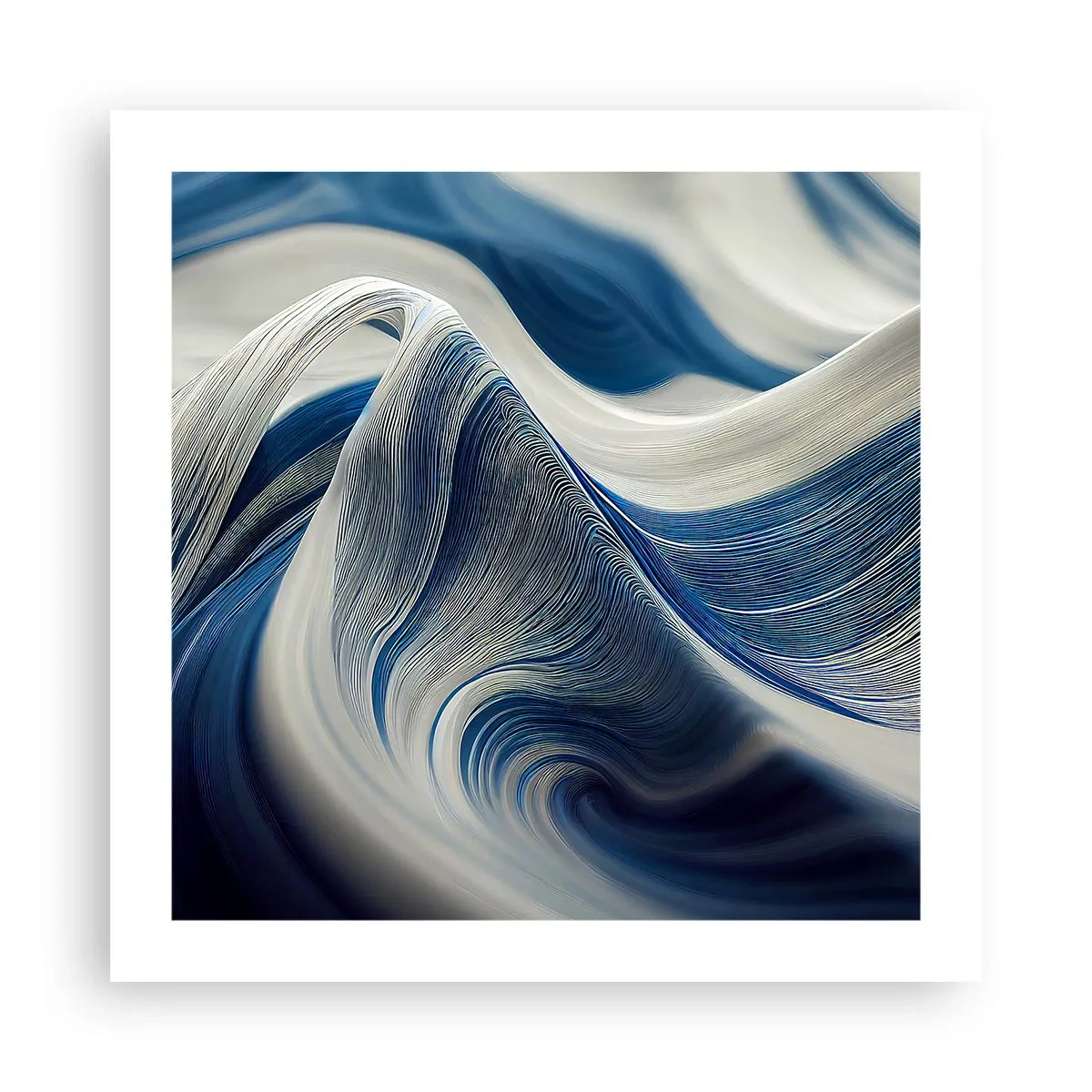 Affiche - Poster - La fluidité du bleu et du blanc - 50x50 cm