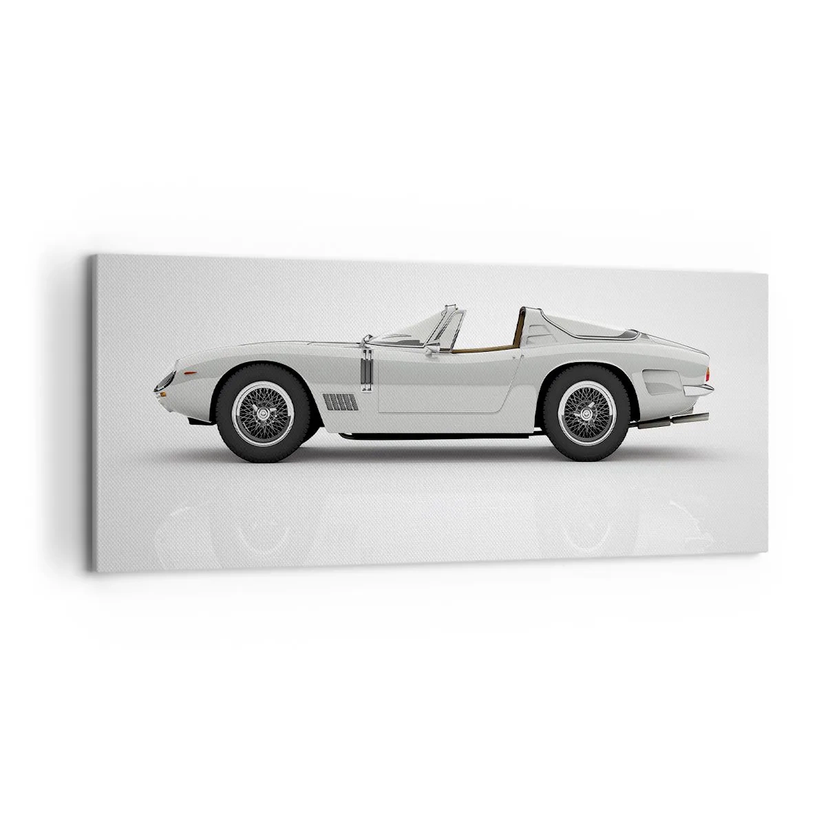 Impression sur toile - Image sur toile - Cabriolet blanc classique sur fond clair - 120x50cm - Promesse de plaisir - Décoration murale moderne pour le salon et la chambre ARTTOR