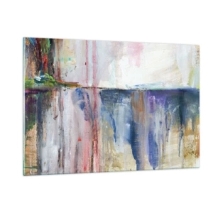 Impression sur verre - Image sur verre - Une abstraction colorée avec des stries de peinture et des textures dynamiques. - 120x80cm - Impressions et associations colorées - Décoration murale moderne pour le salon et la chambre ARTTOR