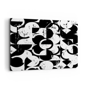 Impression sur toile - Image sur toile - Motif géométrique abstrait noir et blanc avec un effet vintage - 120x80cm - Le blanc est blanc et le noir est noir - Décoration murale moderne pour le salon et la chambre ARTTOR