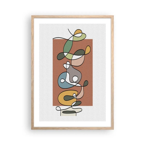 Affiche dans un chêne clair - Poster - Abstraction : danse colorée - 50x70 cm