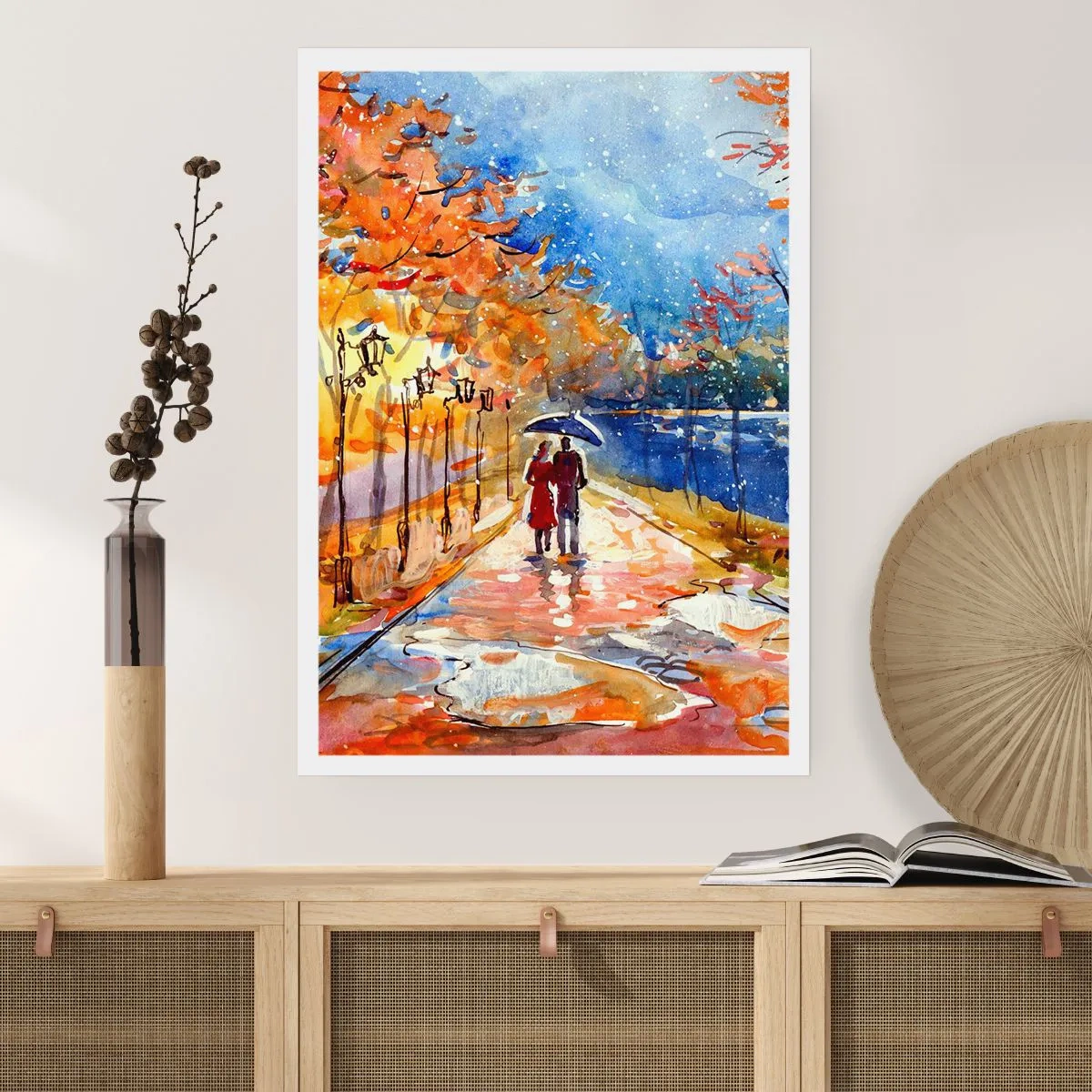 Affiche - Poster - Une promenade sous la pluie parmi les couleurs d'automne - 50x70cm - Ensemble jusqu'au bout du temps - Décoration murale moderne pour le salon et la chambre ARTTOR