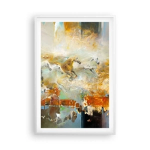 Affiche dans un cadre blanc - Poster - Au galop vers la lumière - 61x91 cm