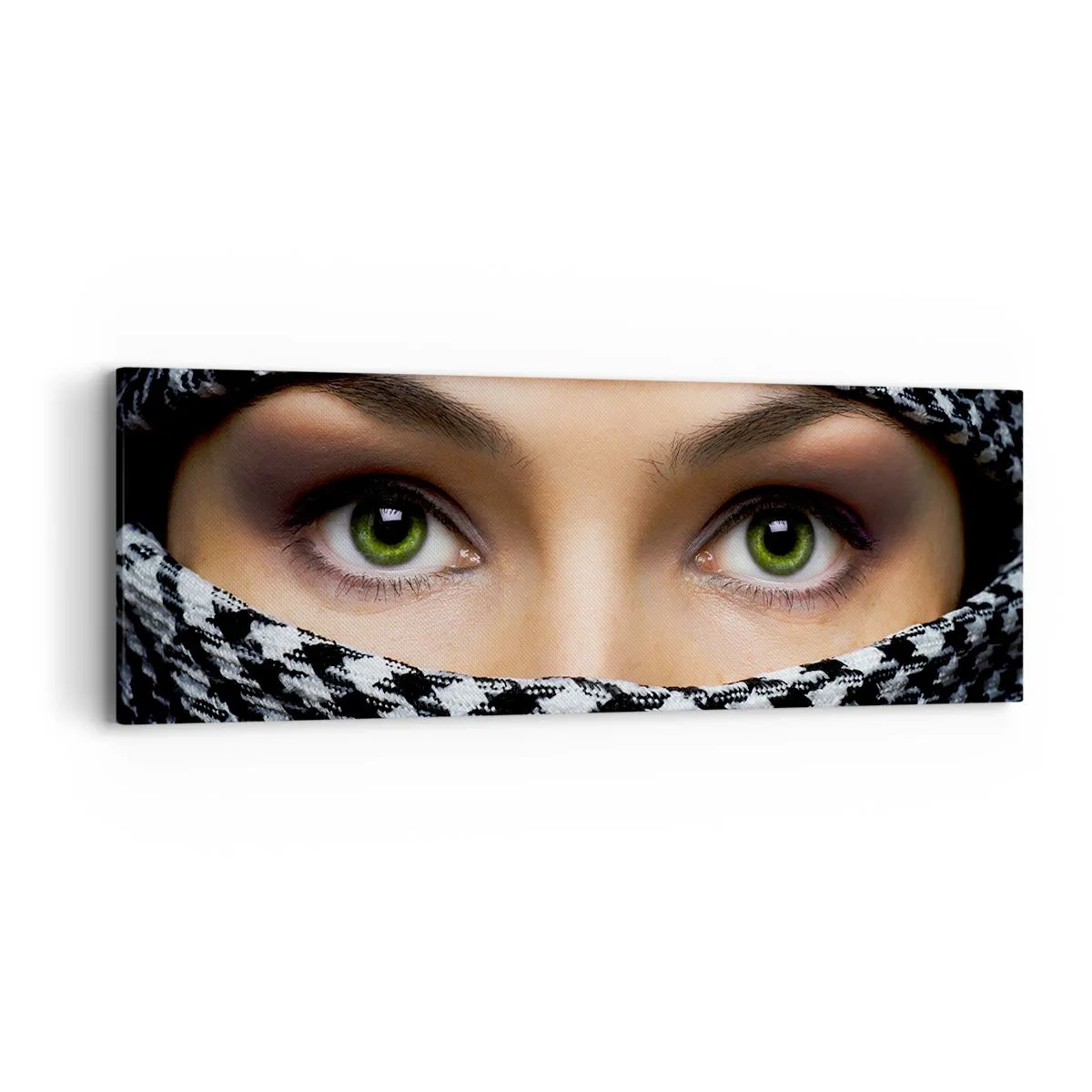 Impression sur toile - Image sur toile - Un portrait d'une beauté voilée aux yeux verts - 90x30 cm