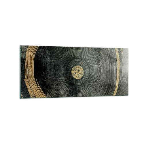 Impression sur verre - Image sur verre - Cercles concentriques avec des accents dorés - 120x50cm - Changement et persistance - Décoration murale moderne pour le salon et la chambre ARTTOR