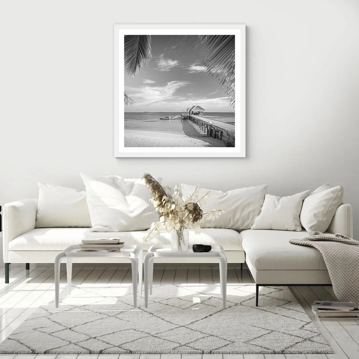 Affiche dans un cadre blanc - Poster - Souvenirs ou rêve? - 60x60 cm