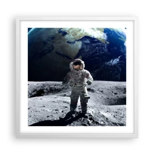 Affiche dans un cadre blanc - Poster - Salutations de la lune - 50x50 cm