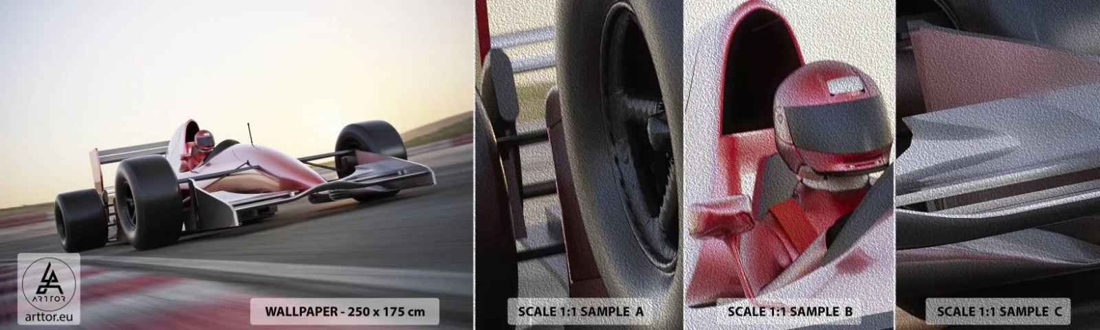 Échantillon de Papier Peint Premium Sand - Toujours gagnant - Automobile, Voiture de course, sport - 100x30 cm