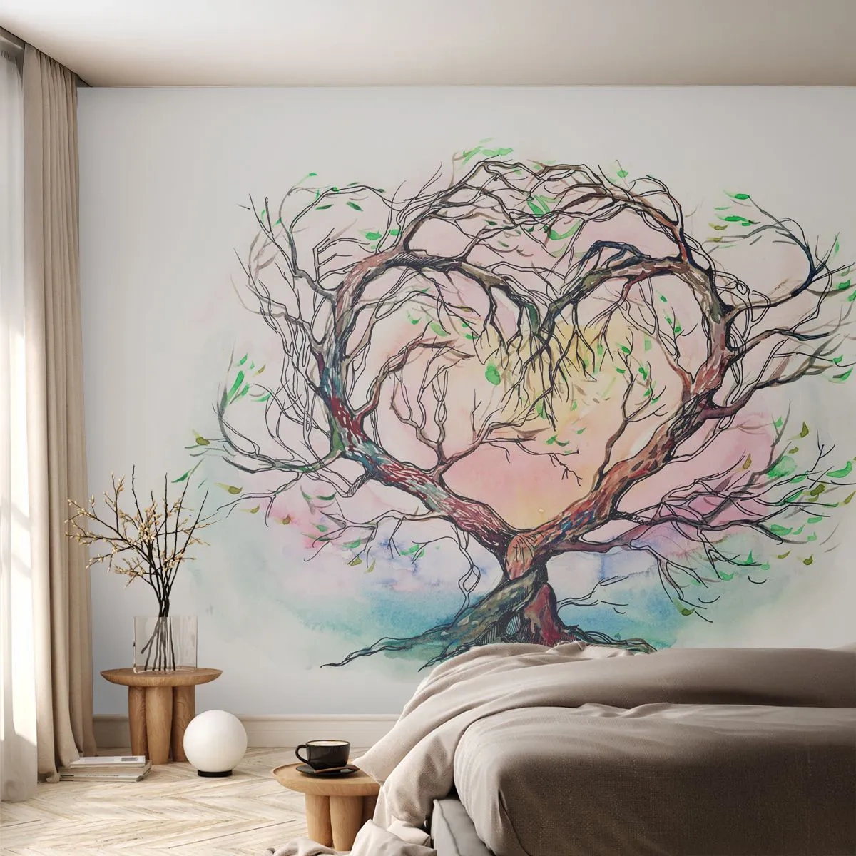 Papier Peint Autocollant Deluxe Sticker - Ensemble contre les tempêtes - Abstraction, Arbre, Morceau - 250x175 cm
