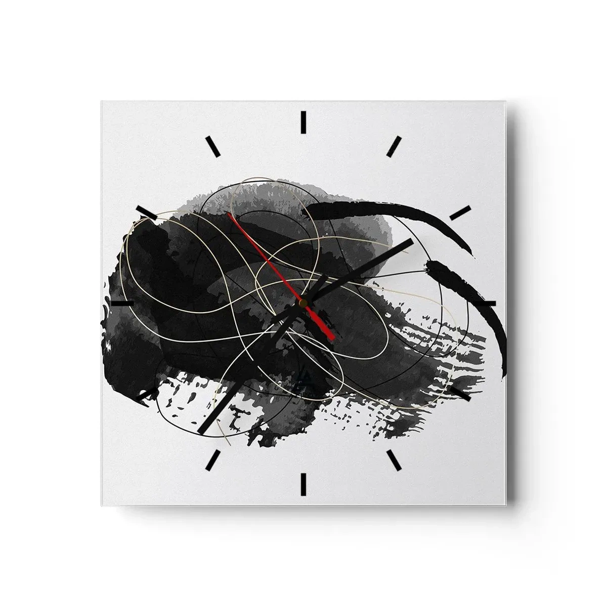 Horloge murale - Pendule murale - Fait de noir - 40x40 cm