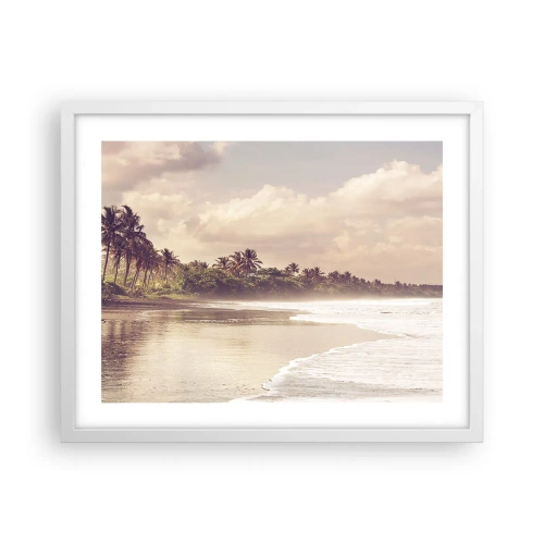 Affiche dans un cadre blanc - Poster - La caresse des vagues - 50x40 cm