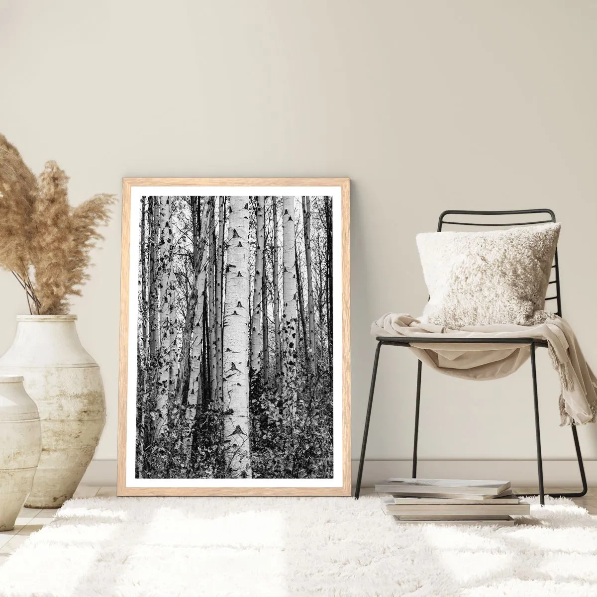 Affiche dans un chêne clair - Poster - Enchevêtrement de bouleau - 40x50 cm