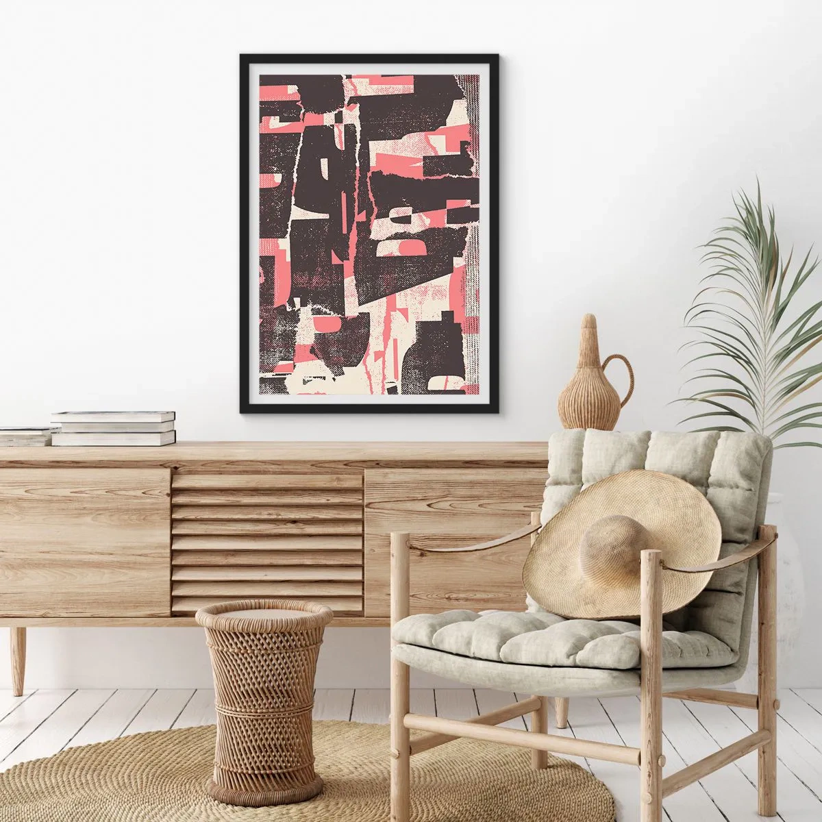 Affiche dans un cadre noir - Poster - Abstraction dynamique dans les tons de rouge et de noir - 50x70cm - Tout ce tapage - Décoration murale moderne pour le salon et la chambre ARTTOR